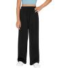 imageFloerns Girls Elastic Waist Trousers High Waist Casual Wide Leg PantsBlack