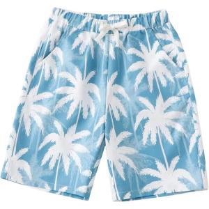 imageFloerns Boys Drawstring Letter Print Bermuda Type Straight Leg Casual ShortBlue