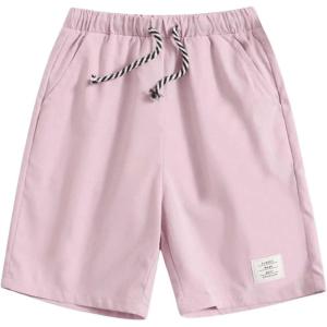 imageFloerns Boys Drawstring Letter Print Bermuda Type Straight Leg Casual ShortPink
