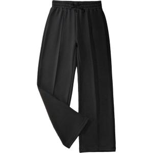 imageFloerns Girls Casual Drawstring High Waist Seam Sweatpants with PocketBlack