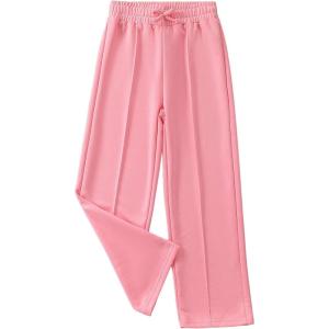 imageFloerns Girls Casual Drawstring High Waist Seam Sweatpants with PocketPink