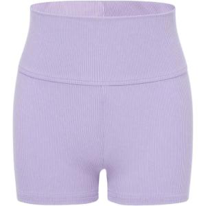 imageFloerns Girls Dance Shorts Breathable Rib Knit Sporty Running Biker ShortsLilac Purple