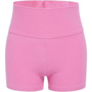 imageFloerns Girls Dance Shorts Breathable Rib Knit Sporty Running Biker ShortsPink