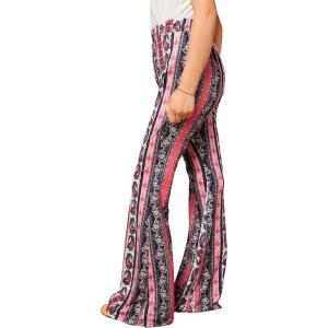 imageFloerns Girls Plaid Tartan Print Elastic Waist Bell Bottom Flare Leg Long PantsPink Paisley
