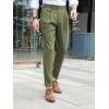 imageFloerns Mens Classic Fit Flat Front Dress Pants Office Business TrousersOlive Green