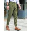 imageFloerns Mens Classic Fit Flat Front Dress Pants Office Business TrousersOlive Green