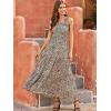imageFloerns Womens Floral Print Tie Strap Square Neck Ruffle Boho Maxi DressA Leopard