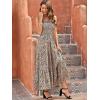 imageFloerns Womens Floral Print Tie Strap Square Neck Ruffle Boho Maxi DressA Leopard