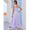 imageFloerns Womens Floral Print Tie Strap Square Neck Ruffle Boho Maxi DressA Lilac Purple