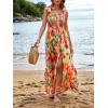 imageFloerns Womens Floral Print Tie Strap Square Neck Ruffle Boho Maxi DressApricot Tropical