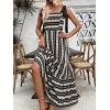 imageFloerns Womens Floral Print Tie Strap Square Neck Ruffle Boho Maxi DressBlack Geo
