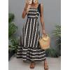 imageFloerns Womens Floral Print Tie Strap Square Neck Ruffle Boho Maxi DressBlack Geo