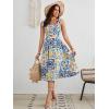 imageFloerns Womens Floral Print Tie Strap Square Neck Ruffle Boho Maxi DressBlue Floral