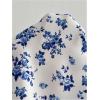 imageFloerns Womens Floral Print Tie Strap Square Neck Ruffle Boho Maxi DressBlue Plant