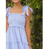 imageFloerns Womens Floral Print Tie Strap Square Neck Ruffle Boho Maxi DressBlue and White