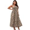 imageFloerns Womens Floral Print Tie Strap Square Neck Ruffle Boho Maxi DressCamel