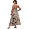imageFloerns Womens Floral Print Tie Strap Square Neck Ruffle Boho Maxi DressCamel