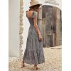 imageFloerns Womens Floral Print Tie Strap Square Neck Ruffle Boho Maxi DressFloral Black