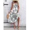 imageFloerns Womens Floral Print Tie Strap Square Neck Ruffle Boho Maxi DressGrey