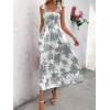 imageFloerns Womens Floral Print Tie Strap Square Neck Ruffle Boho Maxi DressGrey