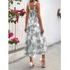 imageFloerns Womens Floral Print Tie Strap Square Neck Ruffle Boho Maxi DressGrey