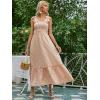 imageFloerns Womens Floral Print Tie Strap Square Neck Ruffle Boho Maxi DressOrange