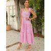 imageFloerns Womens Floral Print Tie Strap Square Neck Ruffle Boho Maxi DressPink