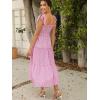 imageFloerns Womens Floral Print Tie Strap Square Neck Ruffle Boho Maxi DressPink