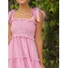 imageFloerns Womens Floral Print Tie Strap Square Neck Ruffle Boho Maxi DressPink