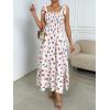 imageFloerns Womens Floral Print Tie Strap Square Neck Ruffle Boho Maxi DressWhite Cherry