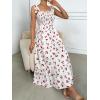 imageFloerns Womens Floral Print Tie Strap Square Neck Ruffle Boho Maxi DressWhite Cherry
