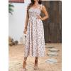 imageFloerns Womens Floral Print Tie Strap Square Neck Ruffle Boho Maxi DressWhite Ivory