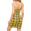 imageFloerns Womens Plaid Print Mini Cami Bodycon DressA Yellow