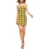 imageFloerns Womens Plaid Print Mini Cami Bodycon DressA Yellow