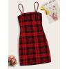 imageFloerns Womens Plaid Print Mini Cami Bodycon DressRed R