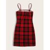 imageFloerns Womens Plaid Print Mini Cami Bodycon DressRed R