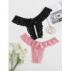 imageFloerns Womens Plus Size 2 Pack Lace Seamless VStrings Thong Panties SetA Multi