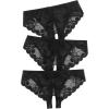 imageFloerns Womens Plus Size 2 Pack Lace Seamless VStrings Thong Panties SetBlack Lace
