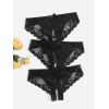 imageFloerns Womens Plus Size 2 Pack Lace Seamless VStrings Thong Panties SetBlack Lace