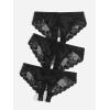 imageFloerns Womens Plus Size 2 Pack Lace Seamless VStrings Thong Panties SetBlack Lace
