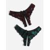 imageFloerns Womens Plus Size 2 Pack Lace Seamless VStrings Thong Panties SetRed and Green
