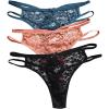 imageFloerns Womens Plus Size 2 Pack Lace Seamless VStrings Thong Panties SetOrange Multi