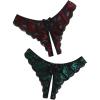 imageFloerns Womens Plus Size 2 Pack Lace Seamless VStrings Thong Panties SetRed and Green