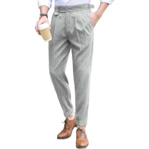 imageFloerns Mens Classic Fit Flat Front Dress Pants Office Business TrousersLight Grey