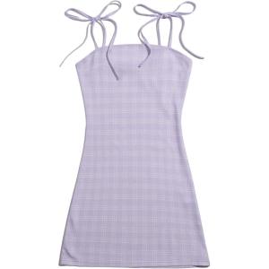 imageFloerns Womens Plaid Print Mini Cami Bodycon DressLilac Purple