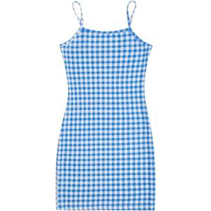 imageFloerns Womens Plaid Print Mini Cami Bodycon DressRoyal Blue