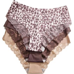 imageFloerns Womens Plus Size 2 Pack Lace Seamless VStrings Thong Panties SetBrown Multi