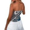 imageFloerns Womens Floral Print Strapless Bandeau Asymmetrical Hem Crop Tube TopA Multi