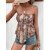 imageFloerns Womens Floral Print Strapless Bandeau Asymmetrical Hem Crop Tube TopBeige Tribal