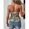 imageFloerns Womens Floral Print Strapless Bandeau Asymmetrical Hem Crop Tube TopGreen Multi